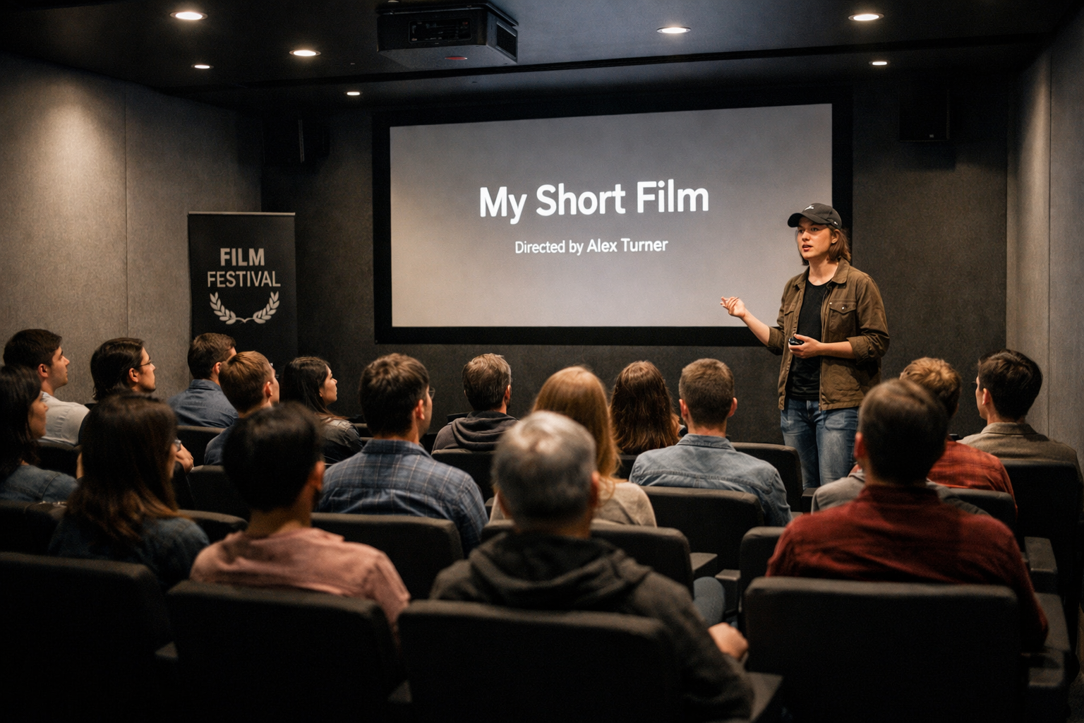 Kısa film festivali gösterimi